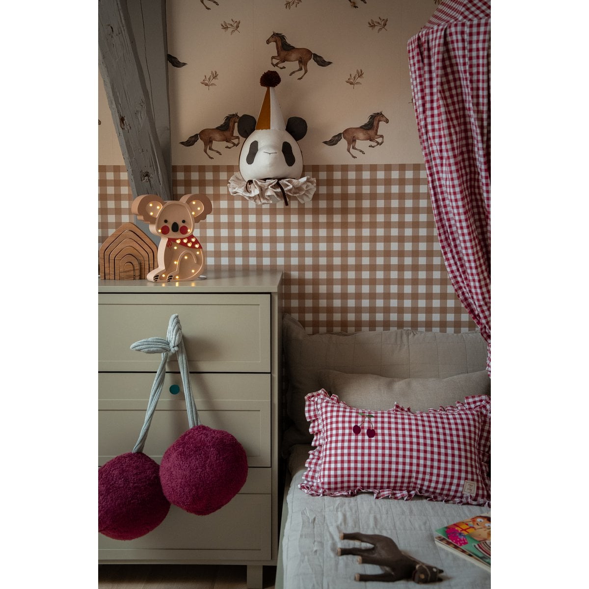 Muzpony Katoenen luifel Gingham Framboosrood foto 3