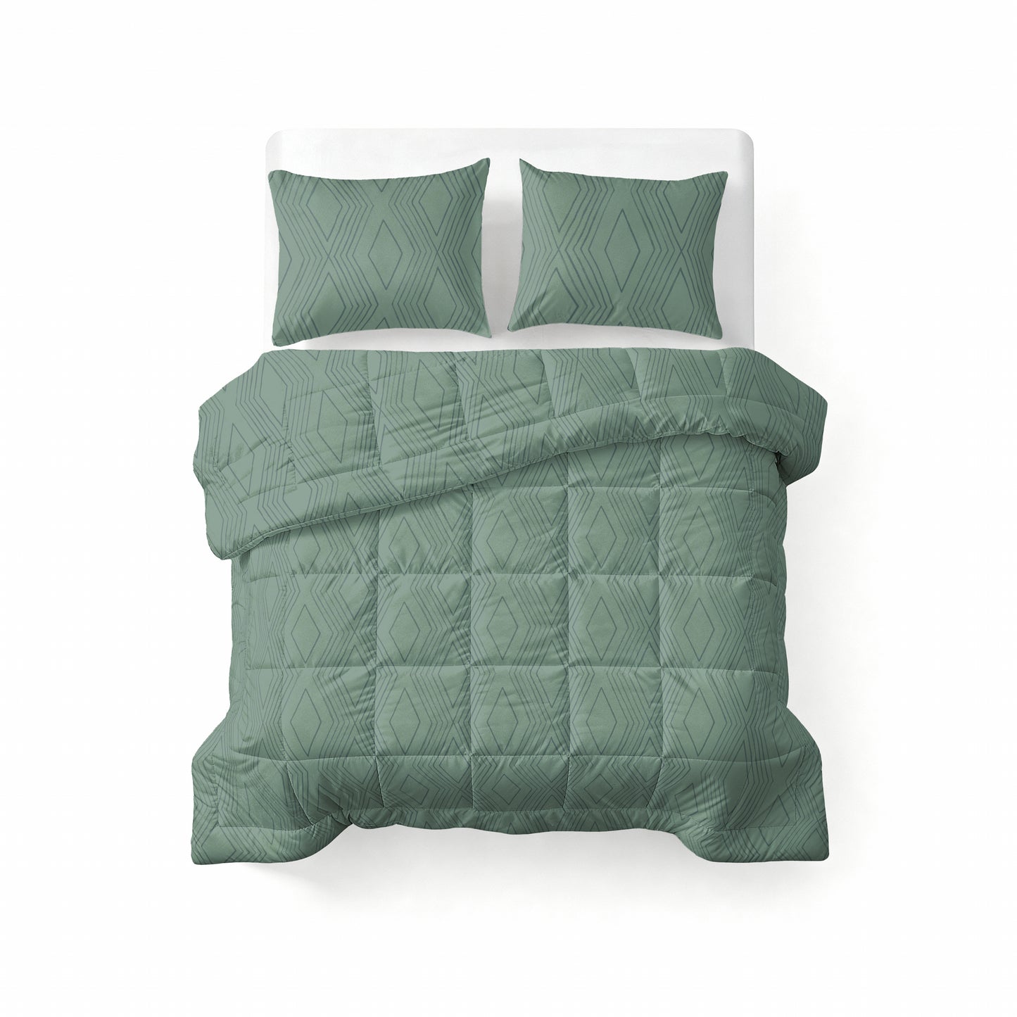 All-in one Lazy dekbed Dorian Groen Met Kussenslopen