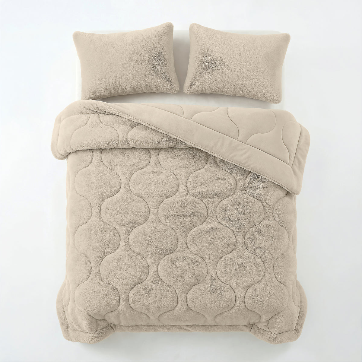 Sleeptime Lazy Dekbed Faux Fur Beige Met Kussenslopen – afbeelding 2