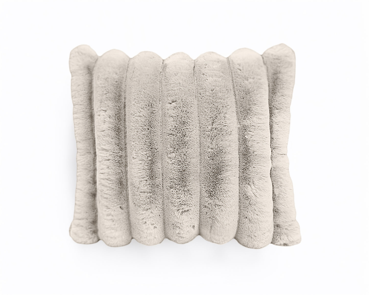 Rib Rabbit Fur Sierkussen Ecru 50 x 50