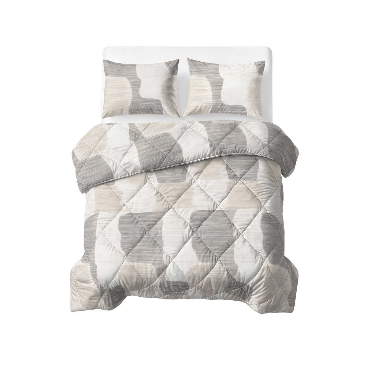 Sleeptime Lazy Dekbed Katoen Checkered Beige/Grijs – afbeelding 2