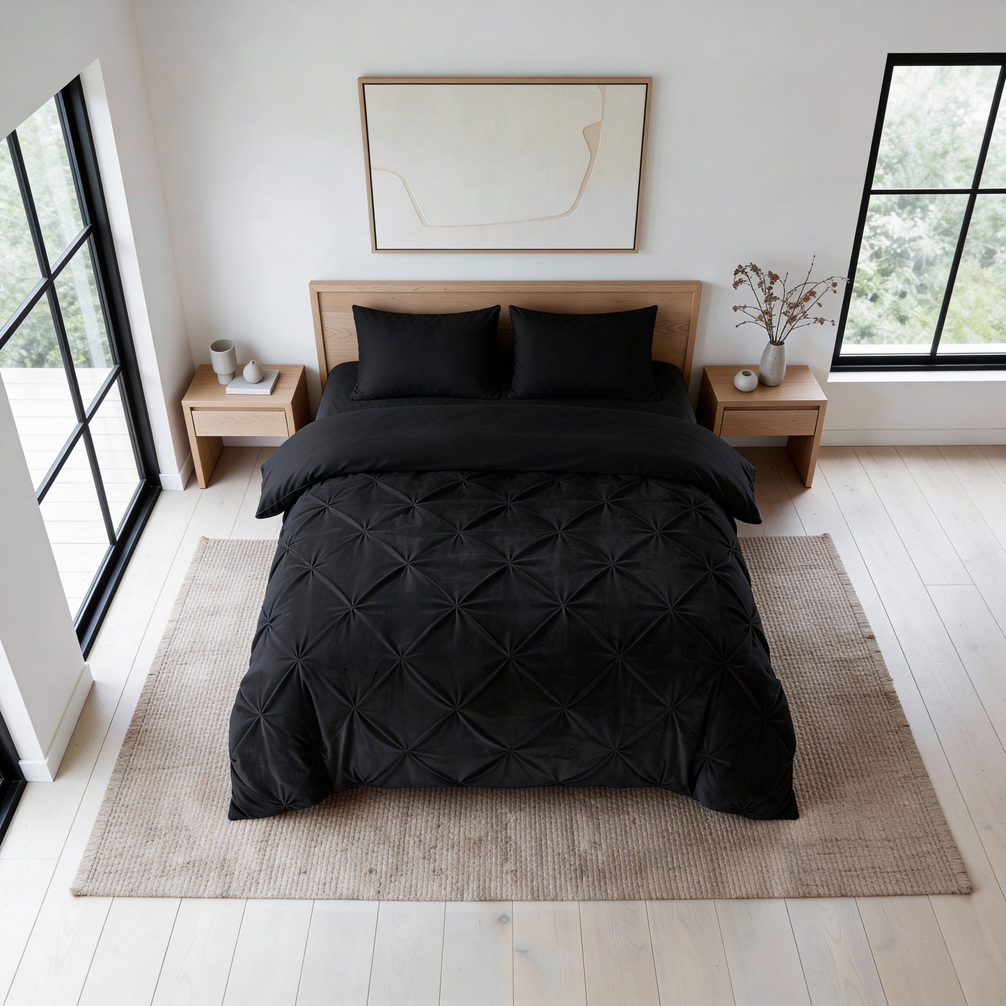Lazy Velvet Pintuck Zwart