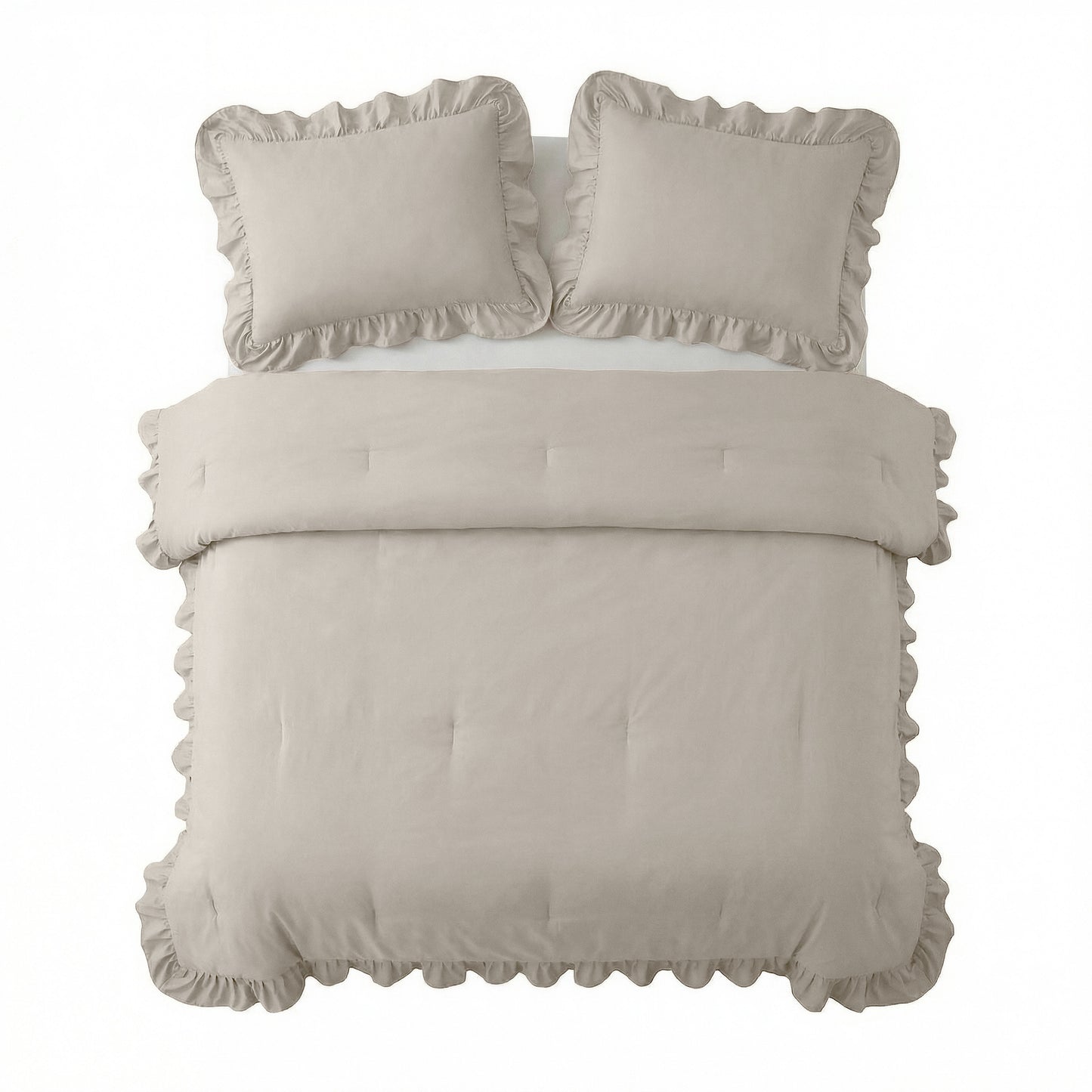 Lazy Dekbed Ruffles Taupe/Grijs