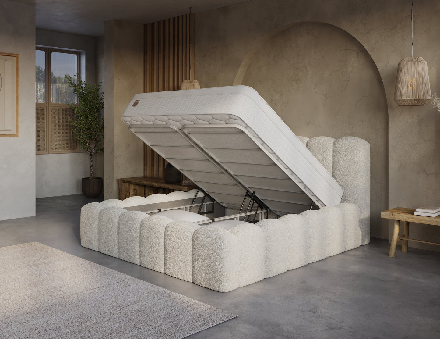 Ledikant Harmony Beige Met Opbergruimte