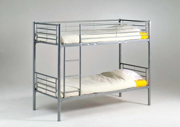 Metalen stapelbed maat 90 x 200 zilvergrijs gecertificeerd