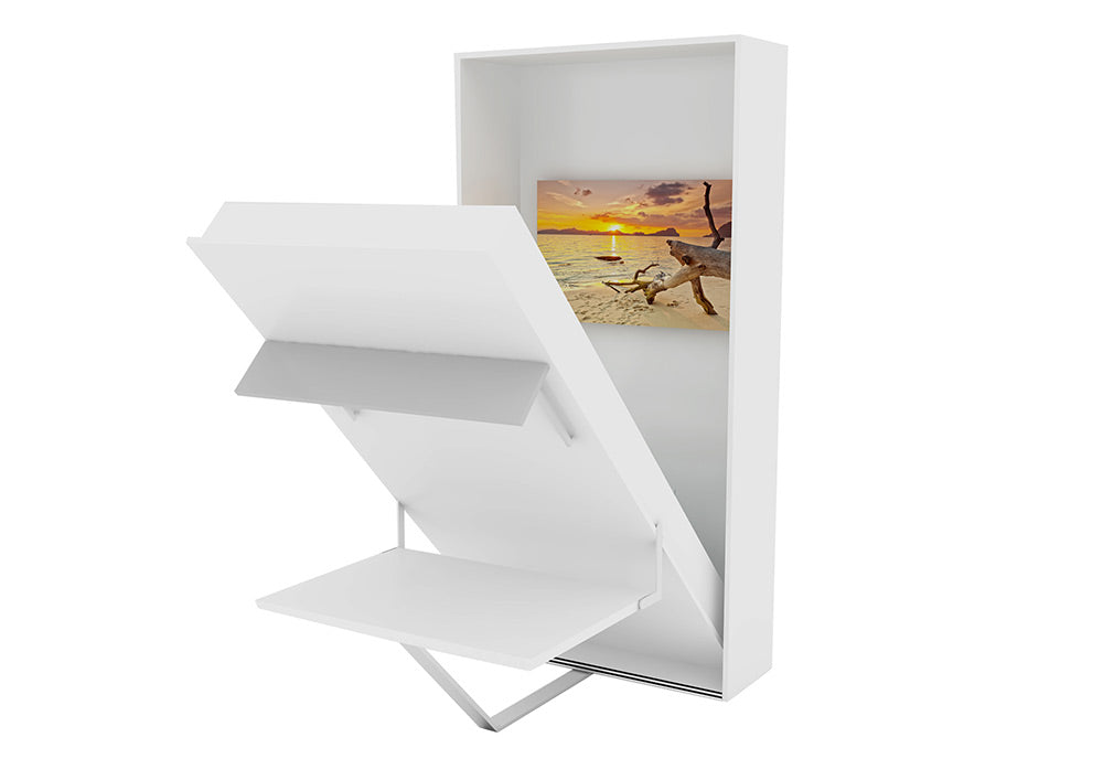 Opklapbed maat 150 x 200, verticaal, kleur wit