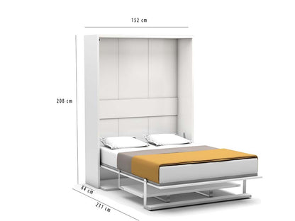 Opklapbed maat 140 x 190, verticaal, kleur wit