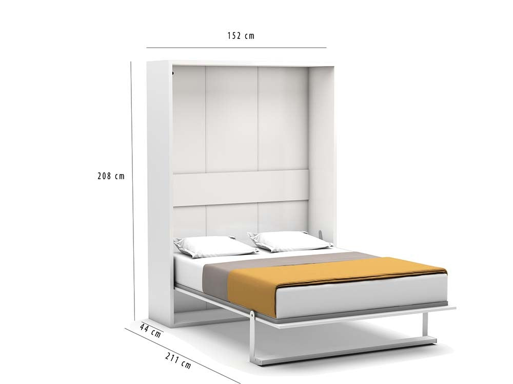 Opklapbed maat 140 x 190, verticaal, kleur wit