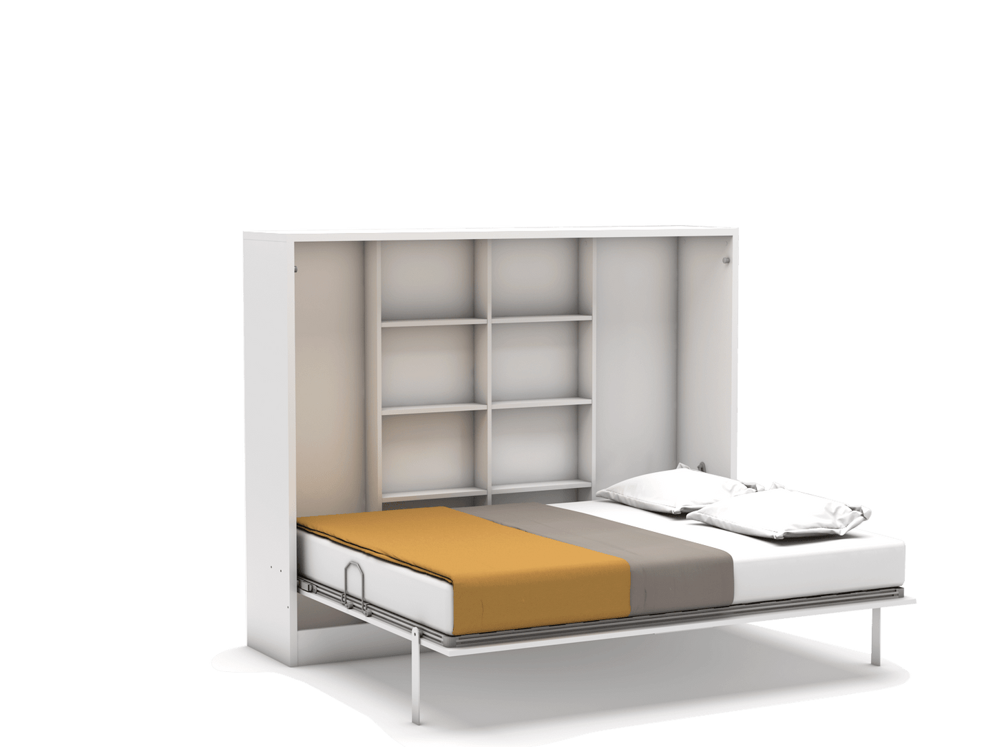 Bedkast maat 140 x 190, horizontaal, kleur wit met bureau