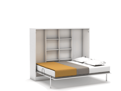 Bedkast maat 140 x 190, horizontaal, kleur wit met bureau