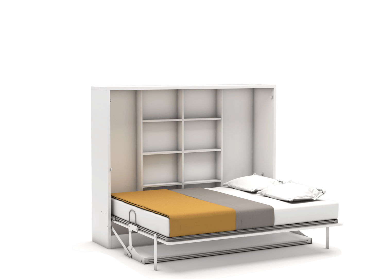 Bedkast maat 140 x 190, horizontaal, kleur wit met bureau