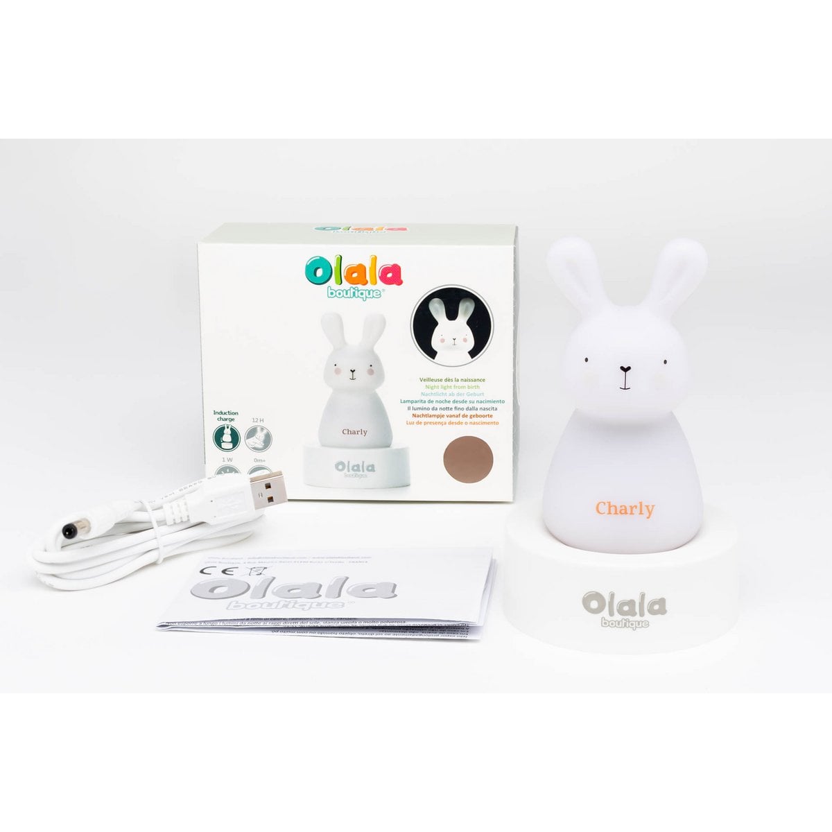 Olala Boutique Nachtlampje - Lapin Charly - Inductie opladen - blauw foto 6