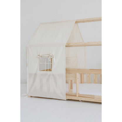 Moi Mili Luifel boven bed in de vorm van een huis "Rauw katoen", babywieghuis, decoratie voor jongenskamer, minimalistische babykamer, boho kamerdecor foto 5