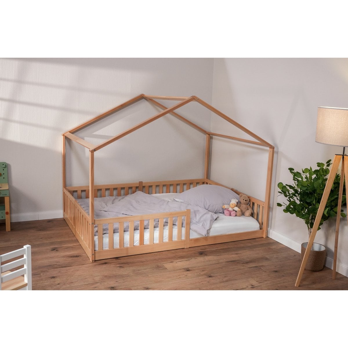 tiSsi Vloerbed / huisbed Enno 90x200 cm Beech Nature incl. Opt. Dak foto 4