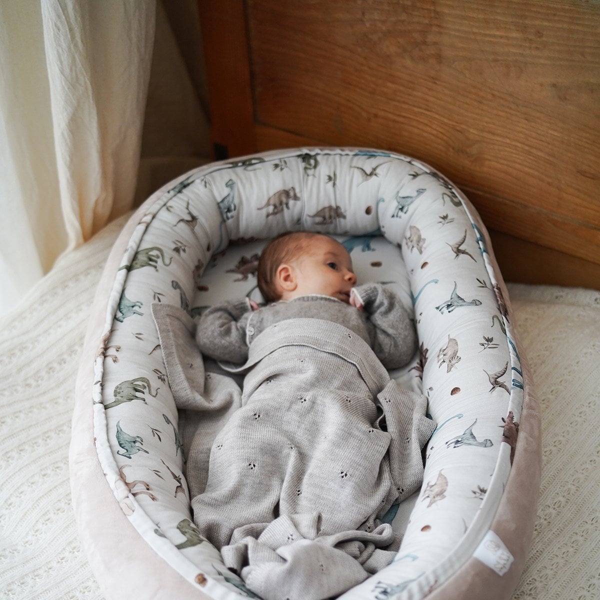 Maylily Bamboe babynest - Dino - beige foto 3
