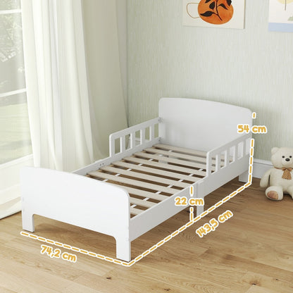 Aosom Peuterbed met veiligheidsrails, peuterbed voor kinderen van 3-8 jaar, MDF, wit foto 2