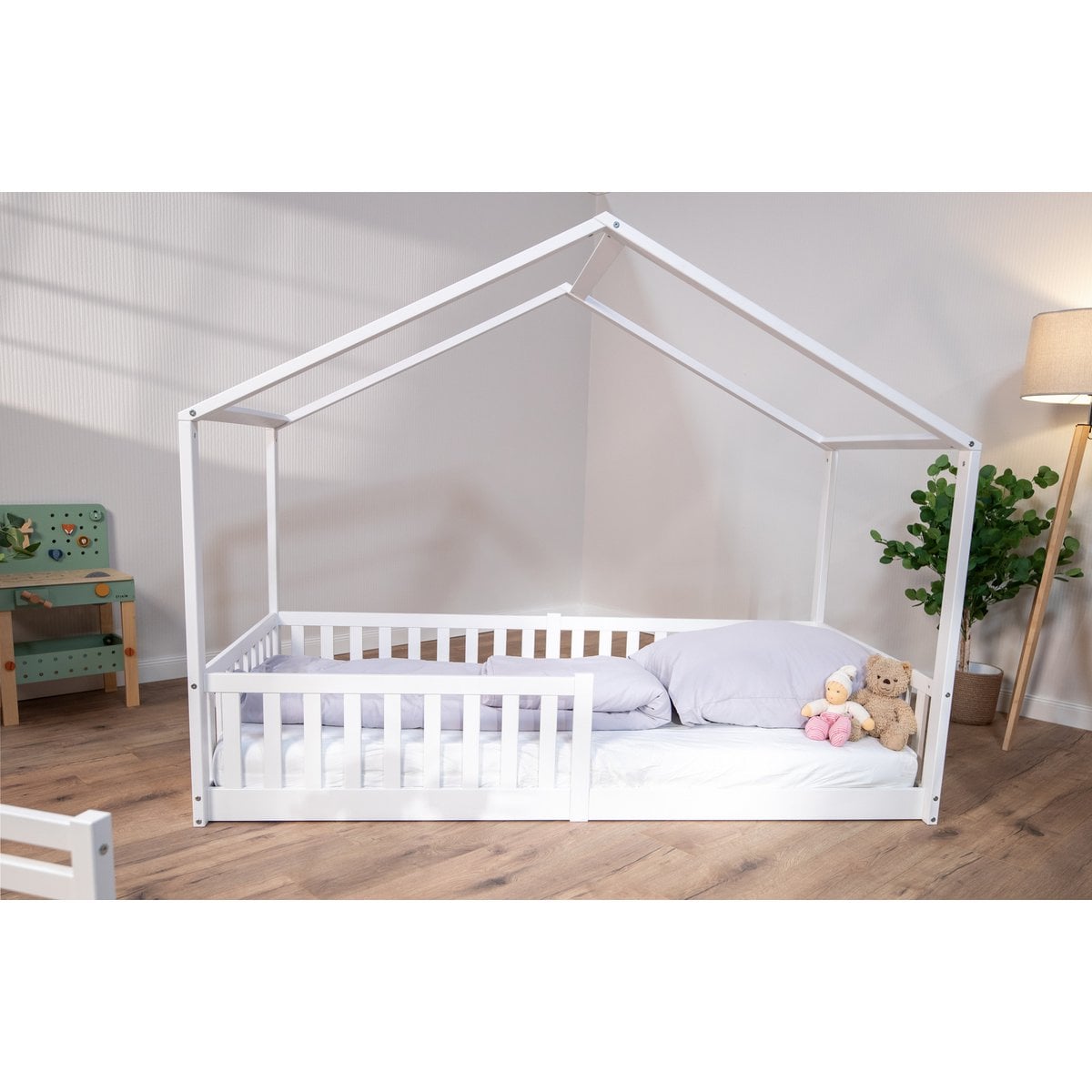tiSsi Vloerbed / huisbed Enno 90x200 cm Beech White incl. Opt. Dak foto 3