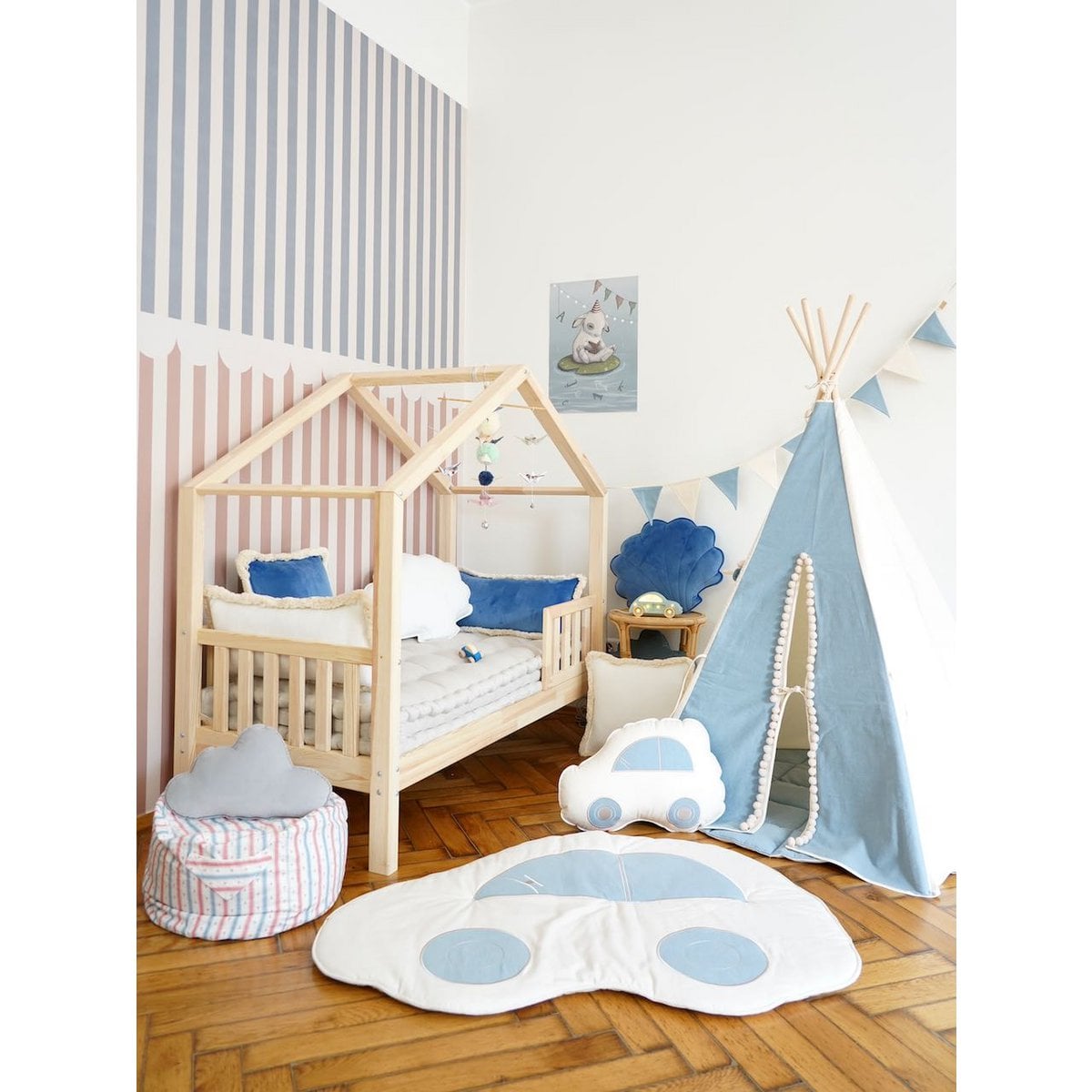 Moi Mili Velvet Wolkenkussen voor babykamer "Grijs" foto 3