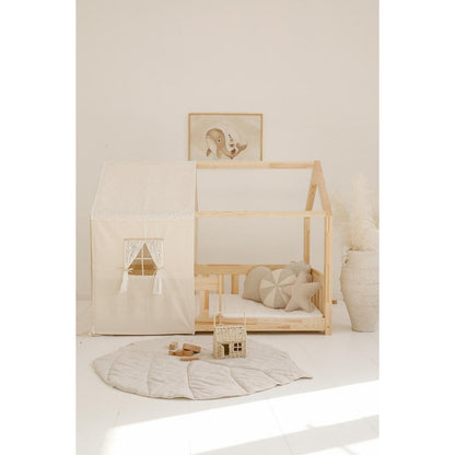 Moi Mili Luifel boven bed in de vorm van een huis "Boho", babywieghuis, decoratie voor jongenskamer, gepersonaliseerde babyhuizen, boho kamerdecor