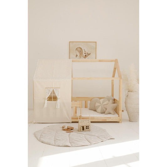 Moi Mili Luifel boven bed in de vorm van een huis "Boho", babywieghuis, decoratie voor jongenskamer, gepersonaliseerde babyhuizen, boho kamerdecor