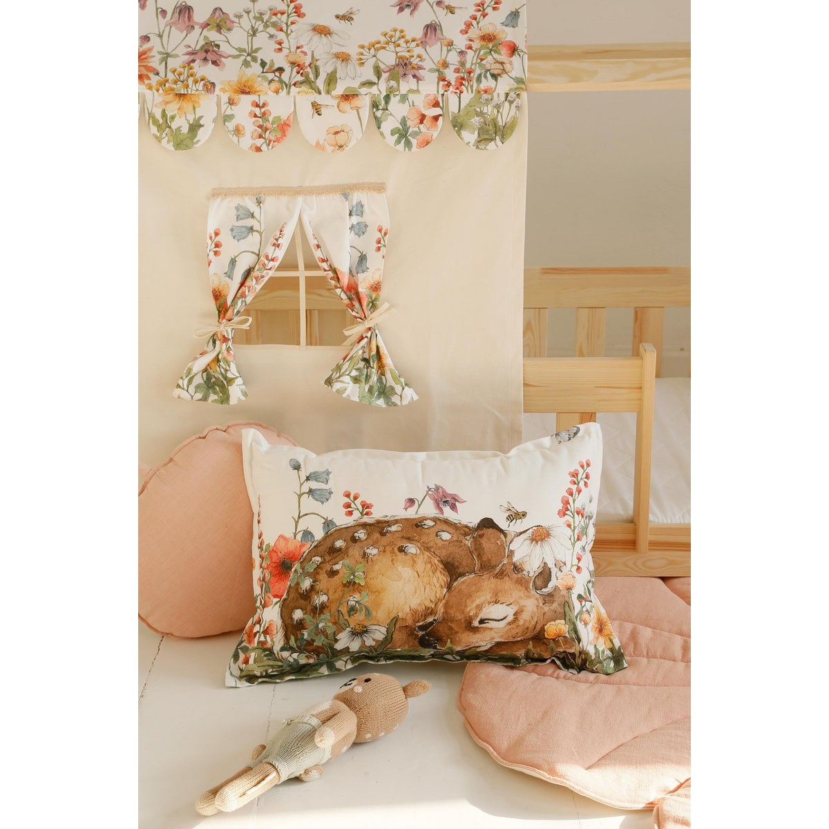 Moi Mili Luifel boven bed in de vorm van een huis "Wylde bloem", babywieghuis, decoratie voor meisjeskamer, gepersonaliseerde babyhuisjes foto 3