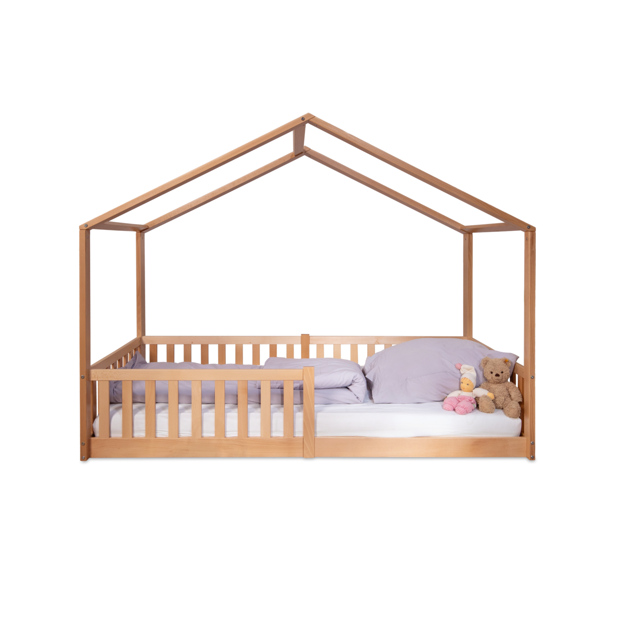 tiSsi Vloerbed / huisbed Enno 90x200 cm Beech Nature incl. Opt. Dak