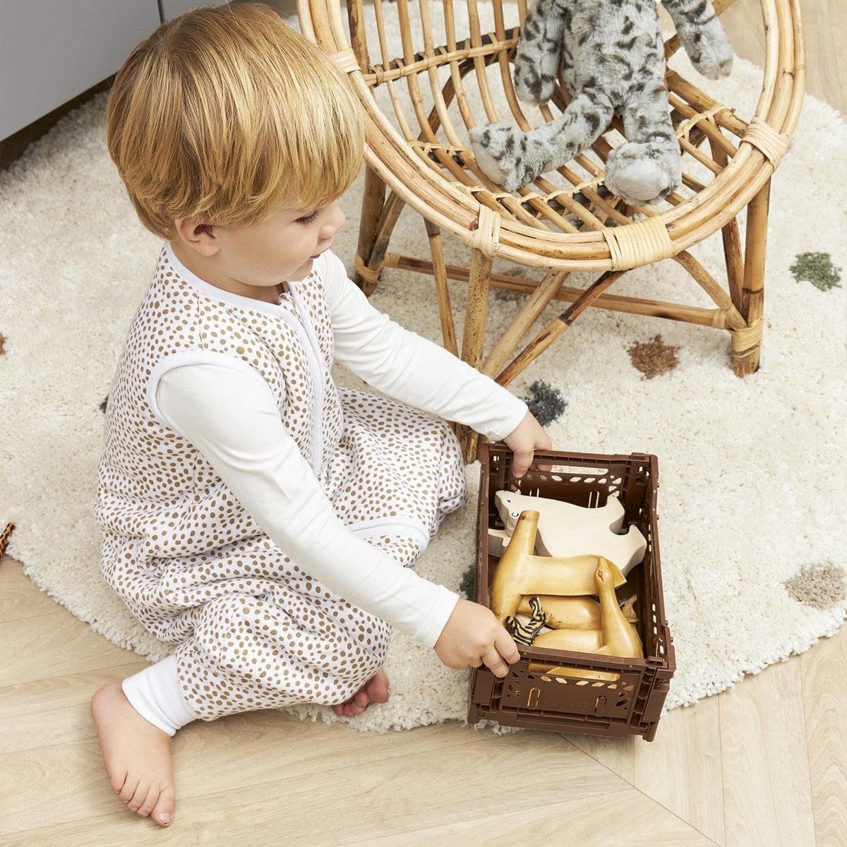 Meyco Baby Slaapzak jumper gevoerd interlock jersey Cheetah Taupe foto 4