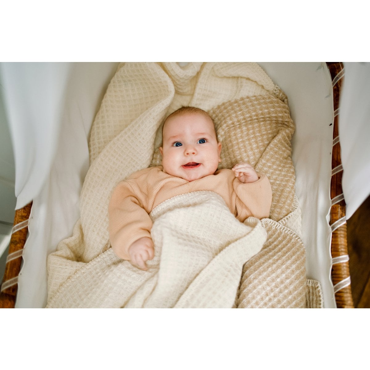 Pure Baby Love Ledikantdeken wafel wol - Off White foto 3