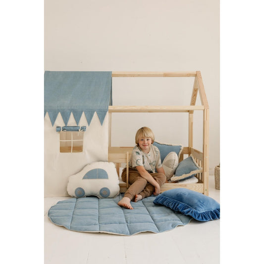 Moi Mili Luifel boven bed in de vorm van een huis "Jeans", babywieghuis, decoratie voor jongenskamer, gepersonaliseerde babyhuizen baldakijn