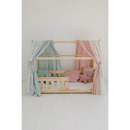 Moi Mili Mousseline Boho Luifel met kant boven het bed, Huisbedtent voor kinderkamer - Gordijnen voor montessoribed - Peuterbedhemel, mint decor foto 5