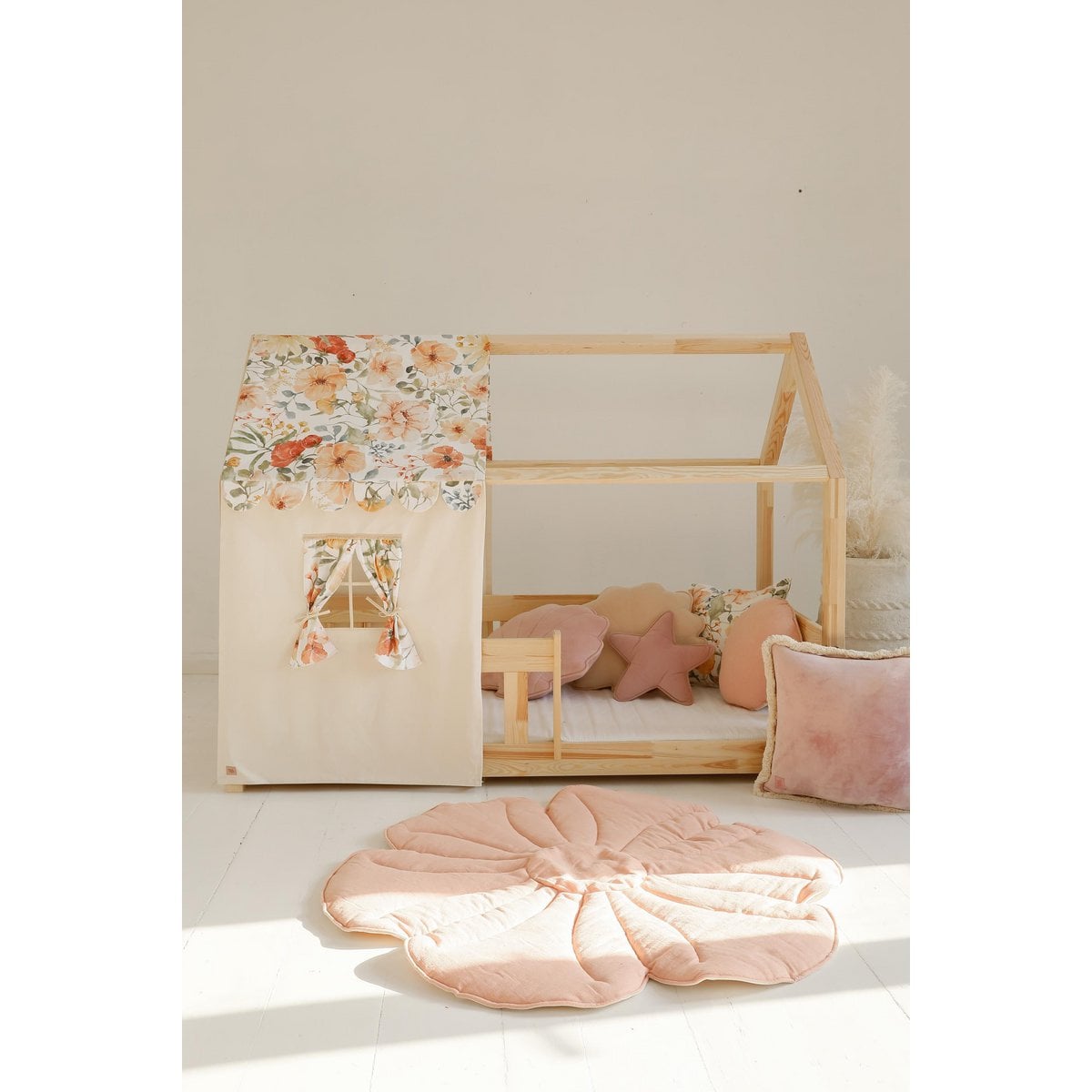 Moi Mili Luifel boven bed in de vorm van een huis "Flower Power", babywieghuis, decoratie voor meisjeskamer, gepersonaliseerde babyhuisjes foto 3