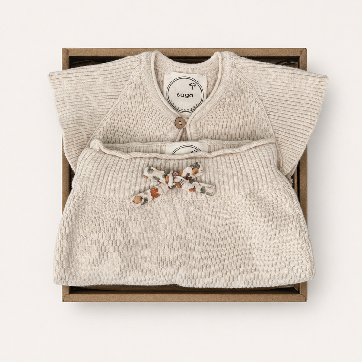 Saga Copenhagen Baby Geschenkdoos - Slijtage - Ivoor - Biologisch Katoen