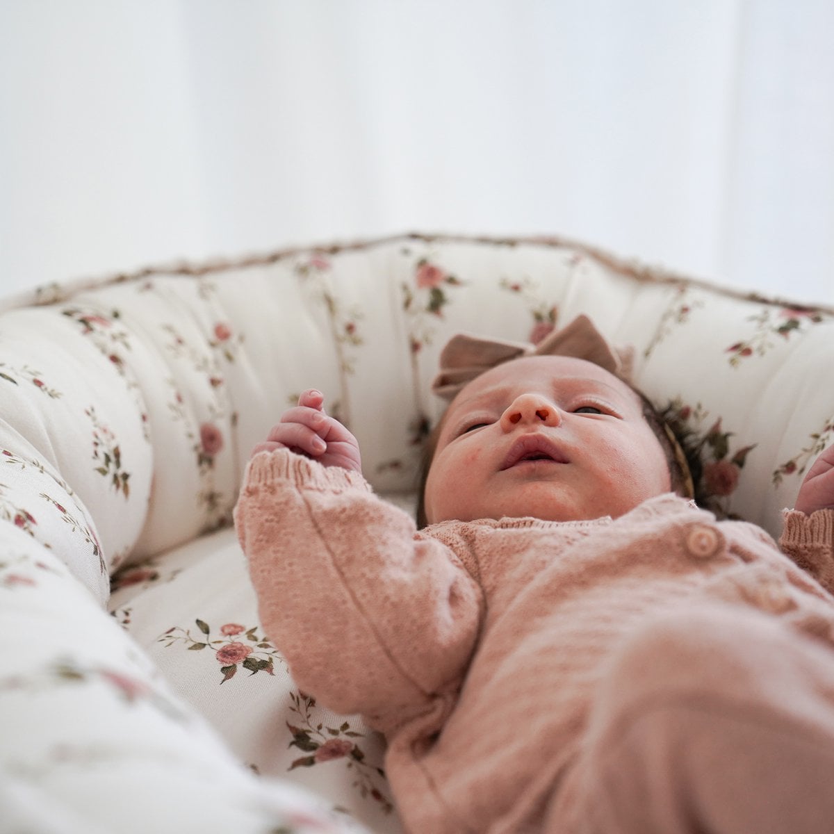 Maylily Bamboe babynest - Stenen roze - beige foto 4