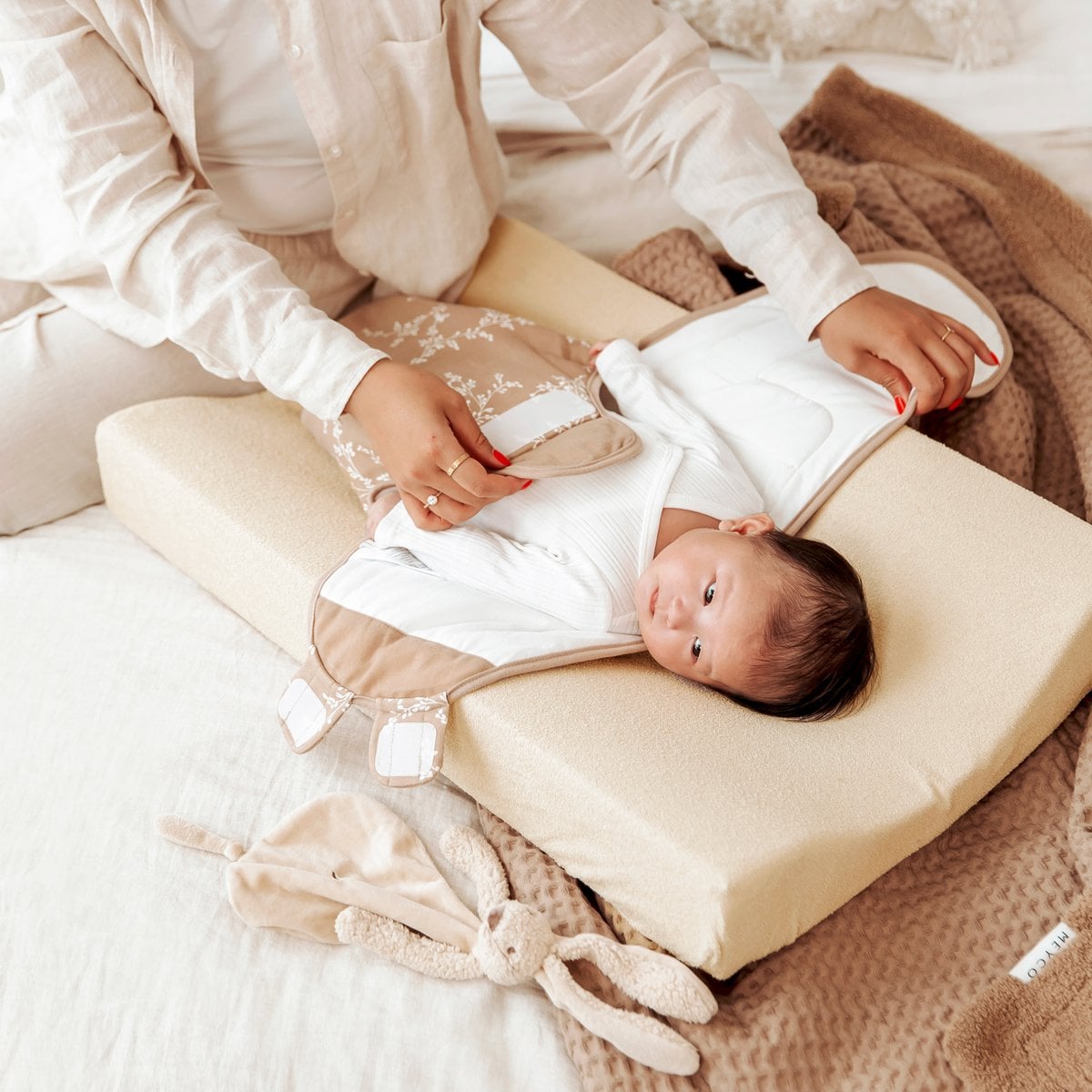 Meyco Baby Inbakerdoek gevoerd Branches Sand foto 3