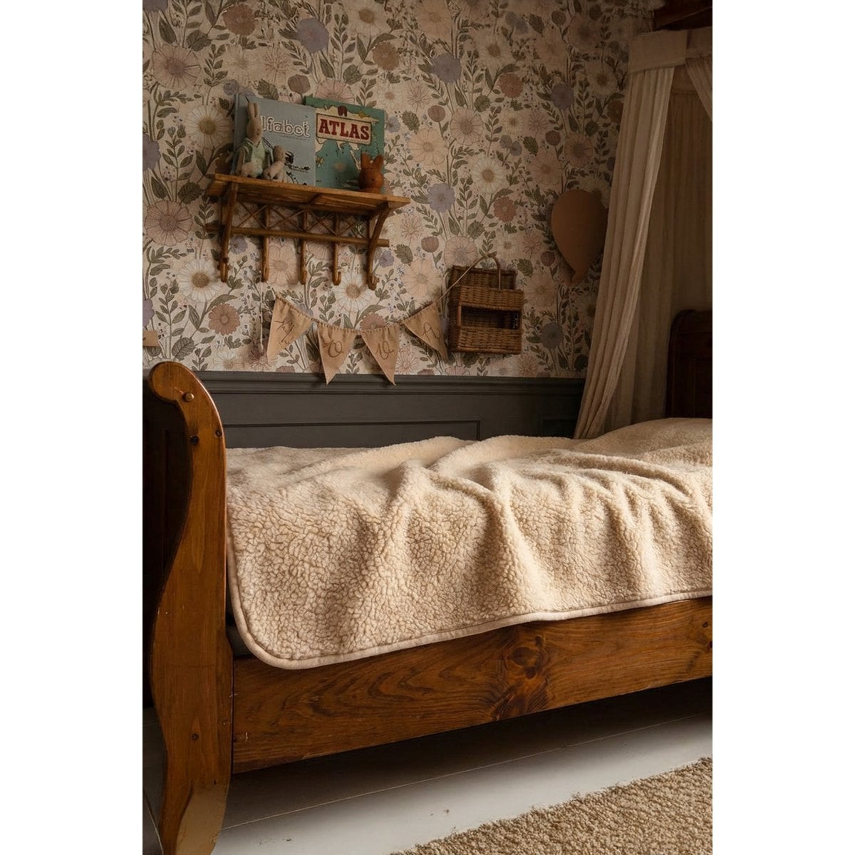 Lille Barn Wollen deken peuterbed 120x150cm - Merinowol - Amandel