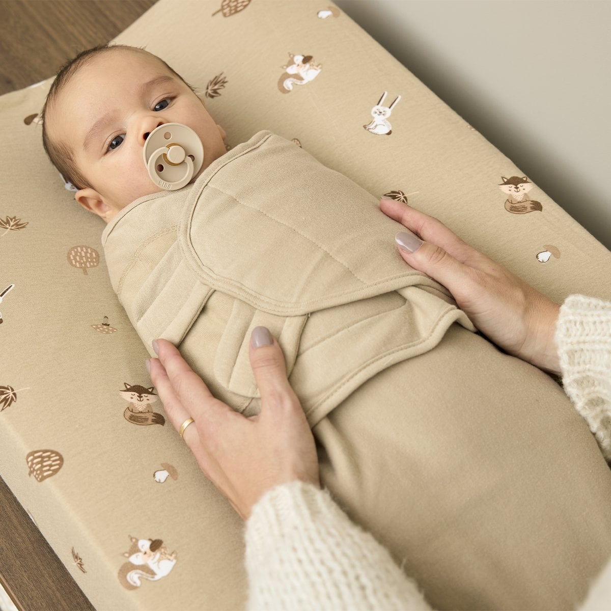 Meyco Baby Inbakerdoek gevoerd Sand foto 2