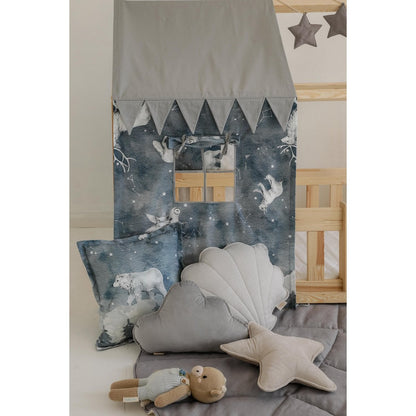 Moi Mili Luifel boven bed in de vorm van een huis "Nachtelijke hemel", babywieghuis, decoratie voor jongenskamer, gepersonaliseerde babyhuizen baldakijn foto 2