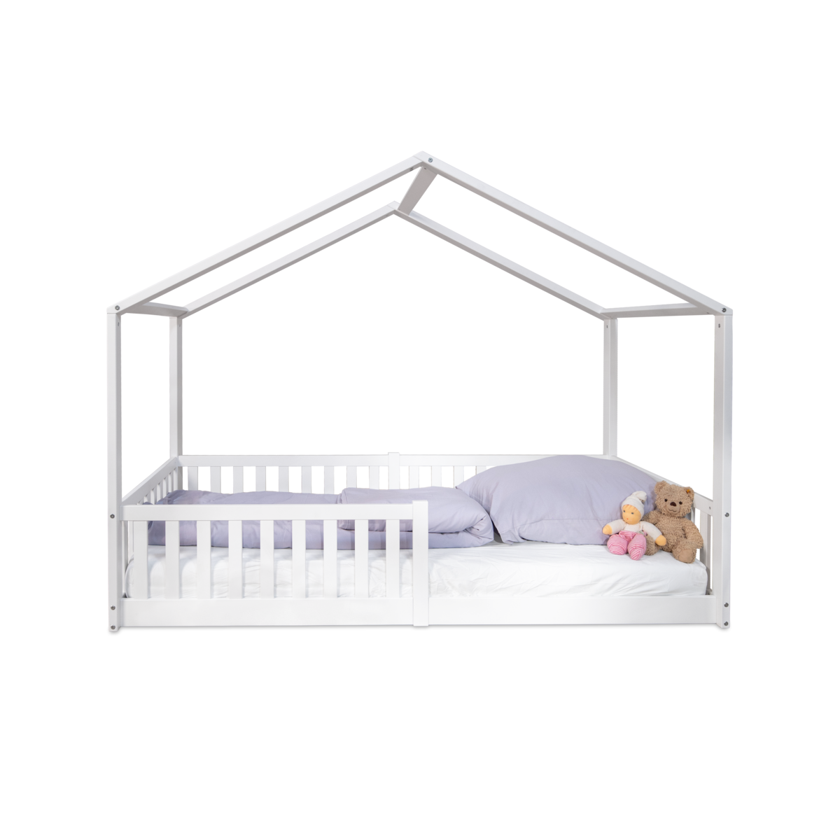 tiSsi Vloerbed / huisbed Enno 90x200 cm Beech White incl. Opt. Dak
