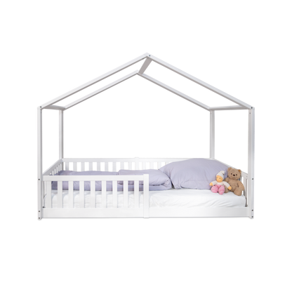 tiSsi Vloerbed / huisbed Enno 90x200 cm Beech White incl. Opt. Dak