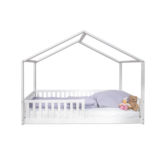 tiSsi Vloerbed / huisbed Enno 90x200 cm Beech White incl. Opt. Dak