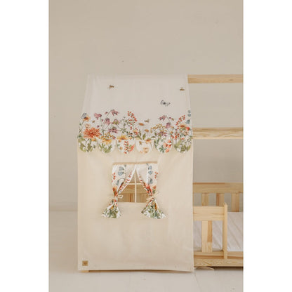 Moi Mili Luifel boven bed in de vorm van een huis "Wylde bloem", babywieghuis, decoratie voor meisjeskamer, gepersonaliseerde babyhuisjes foto 2