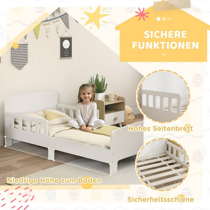 Aosom Peuterbed met veiligheidsrails, peuterbed voor kinderen van 3-8 jaar, MDF, wit foto 3