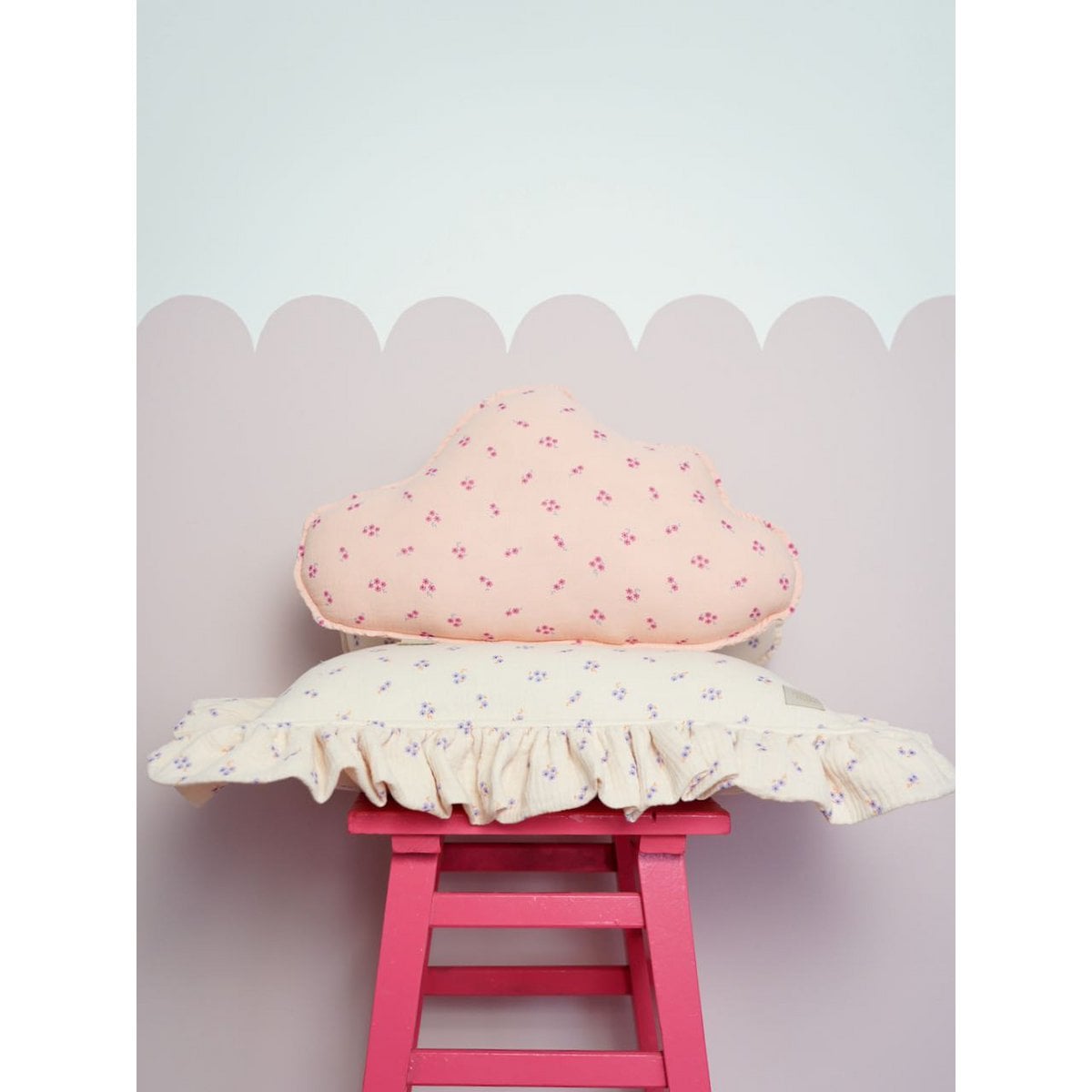 Moi Mili Mousseline wolkenkussen "Roze vergeet-mij-nietje"