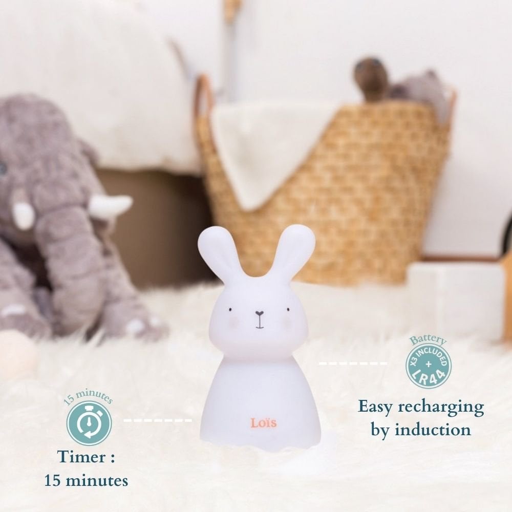 Olala Boutique Nachtlampje - Rabbit Loïs - werkt op batterijen - wit