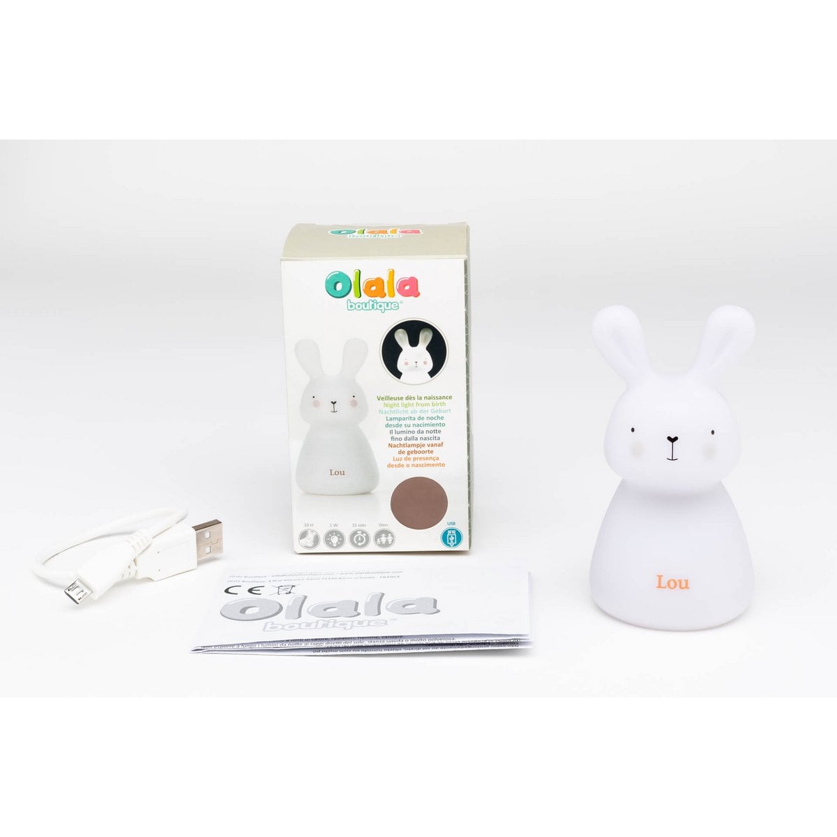 Olala Boutique Nachtlampje - Lapin Lou - opladen via USB - geel foto 6
