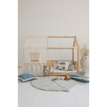 Moi Mili Luifel boven bed in de vorm van een huis "Rauw katoen", babywieghuis, decoratie voor jongenskamer, minimalistische babykamer, boho kamerdecor foto 3
