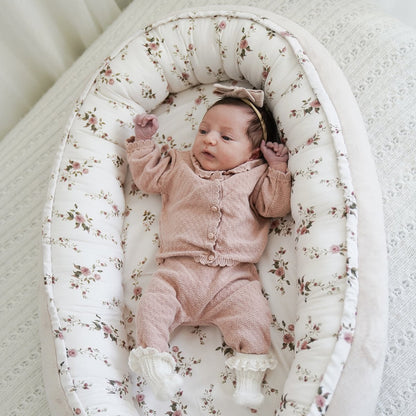 Maylily Bamboe babynest - Stenen roze - beige foto 5