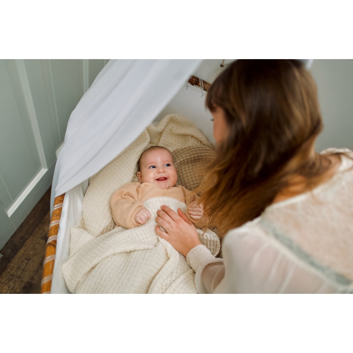 Pure Baby Love Ledikantdeken wafel wol - Off White