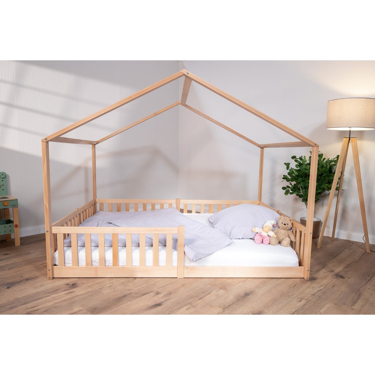 tiSsi Vloerbed / huisbed Enno 90x200 cm Beech Nature incl. Opt. Dak foto 3