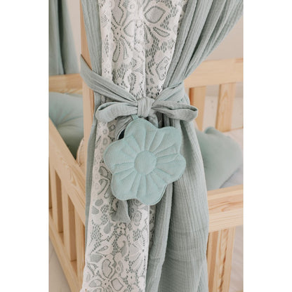 Moi Mili Mousseline Boho Luifel met kant boven het bed, Huisbedtent voor kinderkamer - Gordijnen voor montessoribed - Peuterbedhemel, mint decor foto 3